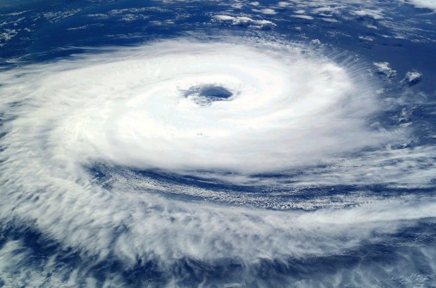 Looking at hurricane from above the ocean