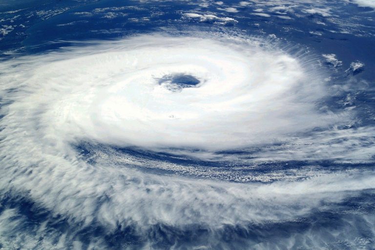 Looking at hurricane from above the ocean